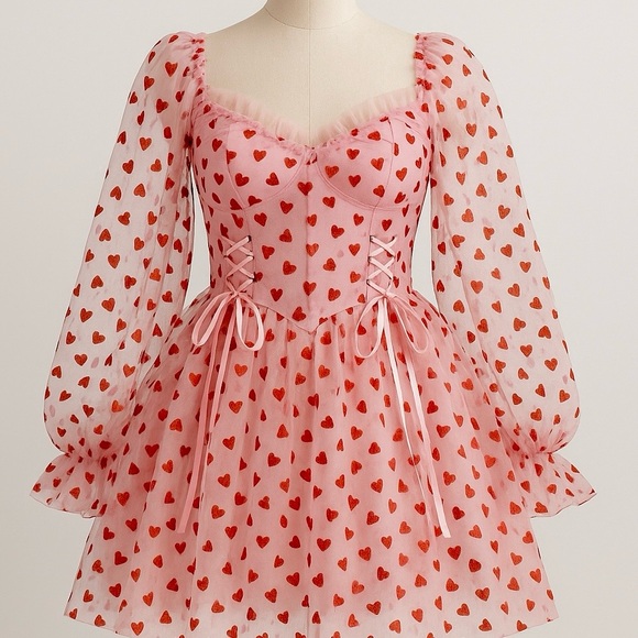 Sugar Thrillz Dresses & Skirts - XL Sugar Thrillz Dress Heavenly Affair Babydoll Pink Tulle Red Glitter Hearts
